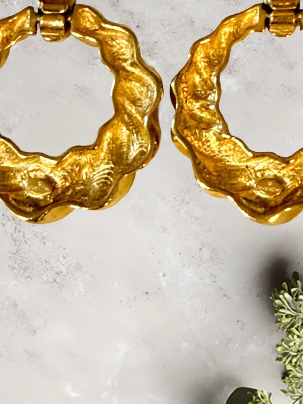 Vintage GIVENCHY 80s Gold Door Knocker Pierced Power Dressing Earrings - Picture 4 of 6